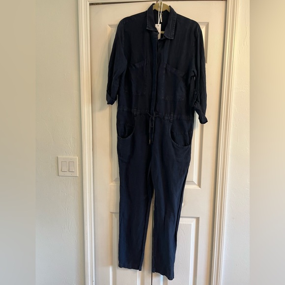 YFB Young Fabulous & Broke navy jumpsuit linen/rayon blend - Picture 1 of 7
